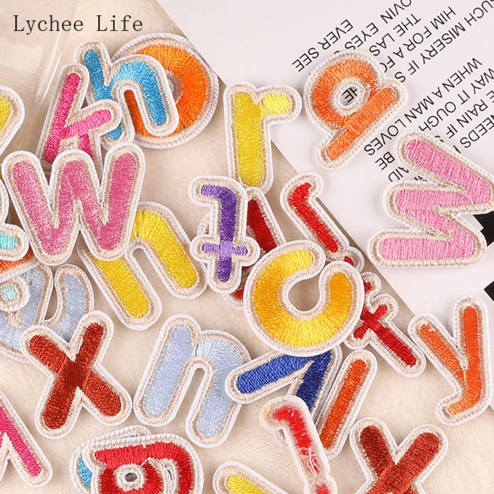 

Lychee Life, 26 шт., нашивки с Вышивкой Букв Алфавита для одежды, аппликации для глажки, значок, патч
