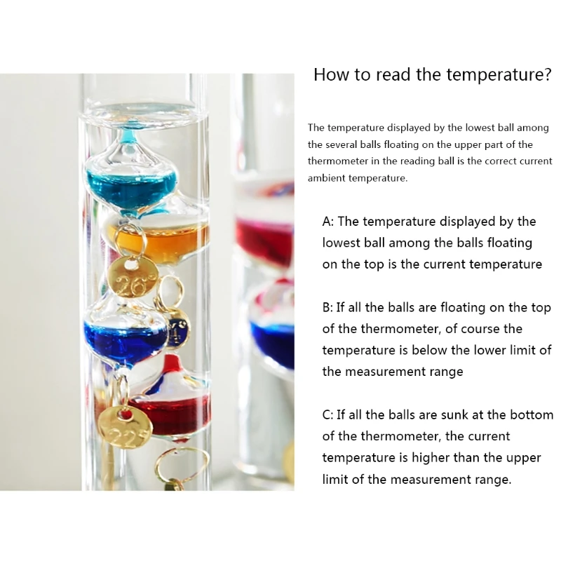 Многоцветный термометр Galileo креативный измеритель температуры для офиса