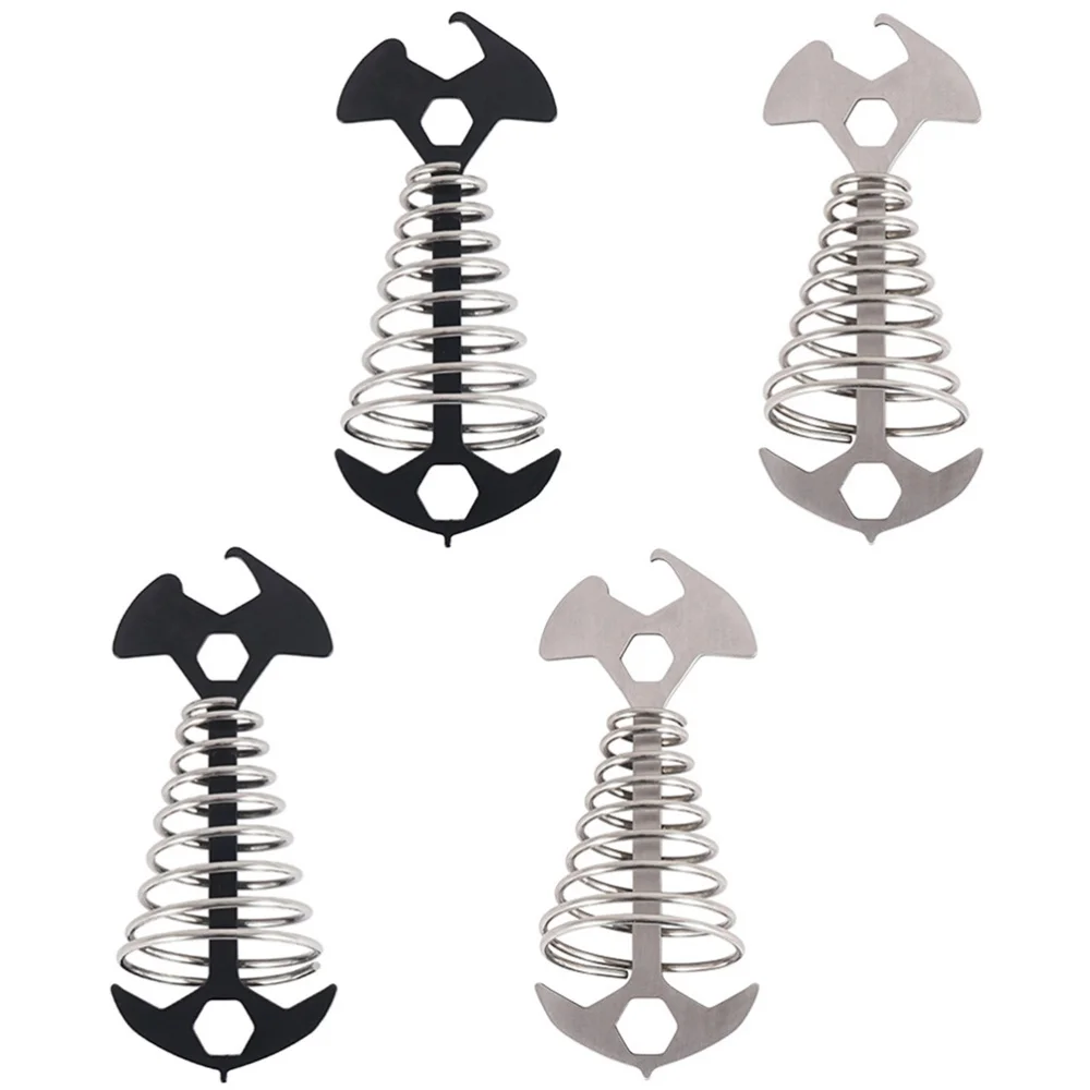 

4PCS Fishbone Tent Stake Peg Floor Spring Nail Portable Camping Tent Nail