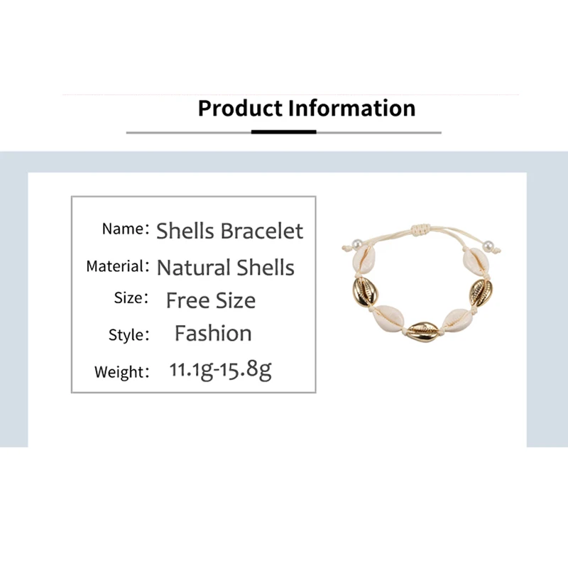 High Quality Women Shells Bracelets Rose Gold Color Natural Shell Knit Bracelet Bangle Jewelry Summer Beach Girl Gift Free Size | Украшения