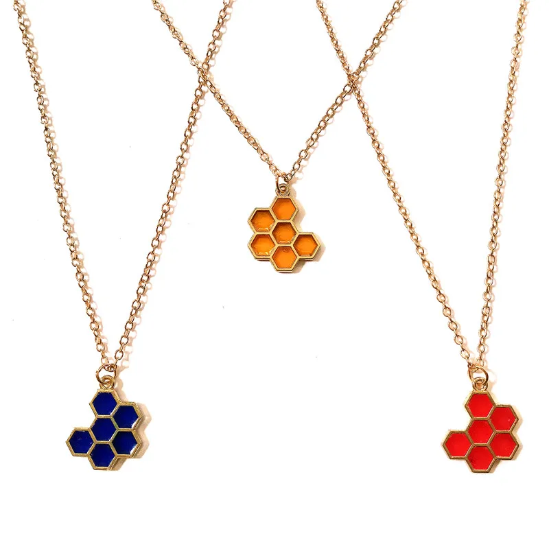 Ожерелье эмалированного цвета в форме сот пчелиного улья металлический чокер