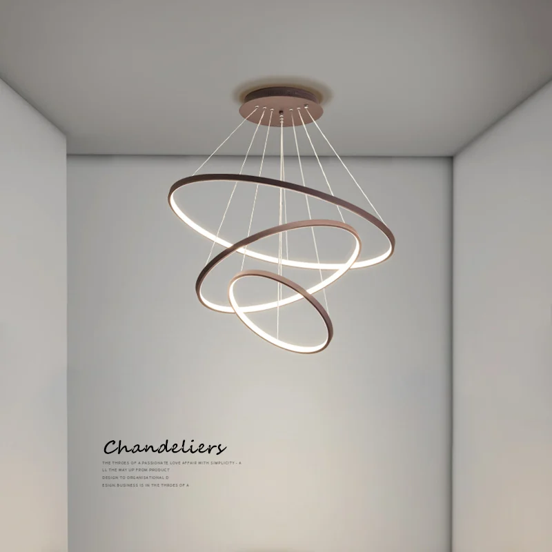 Современная светодиодный ная люстра комнатный светильник с черными кольцами для