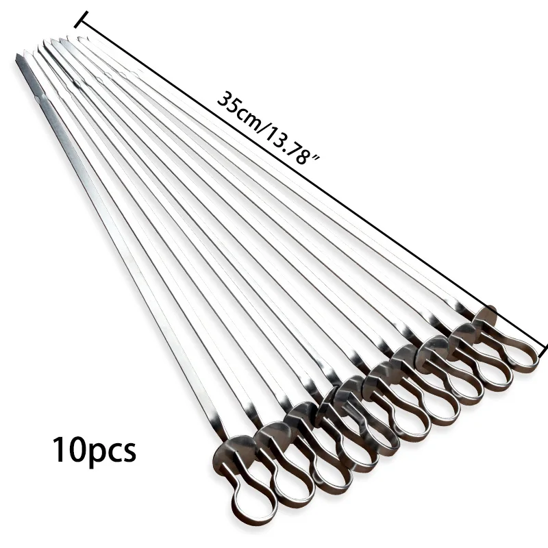 35 см шампуры Нержавеющая сталь Еда кебаб на плоской подошве барбекю ручки иглы