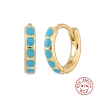 canner 100 real silver 925 earrings 2021 trend earrings for women enamel turquoise hoop earrings jewelry pendientes mujer
