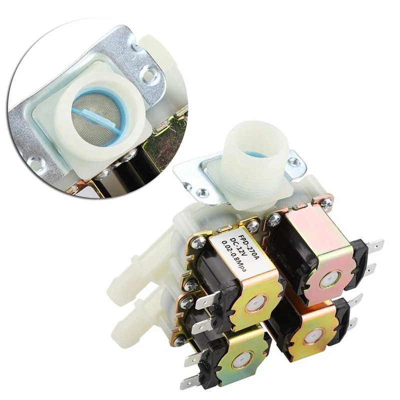 

BESTWater Inlet Valve, DC12V DN20 G3/4 inch 1 in 4 Out Plastic Solenoid Valve Electronetic Valve Normally Closed Water Drain