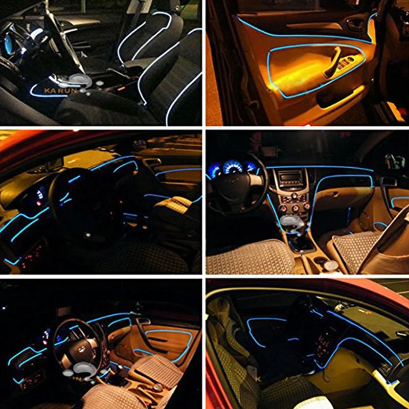 Новейший 6 м звуковой активный RGB светодиодный светильник для салона автомобиля Многоцветный EL неоновый светильник с полосками приложение для управления телефоном светильник для окружающей среды 12 В