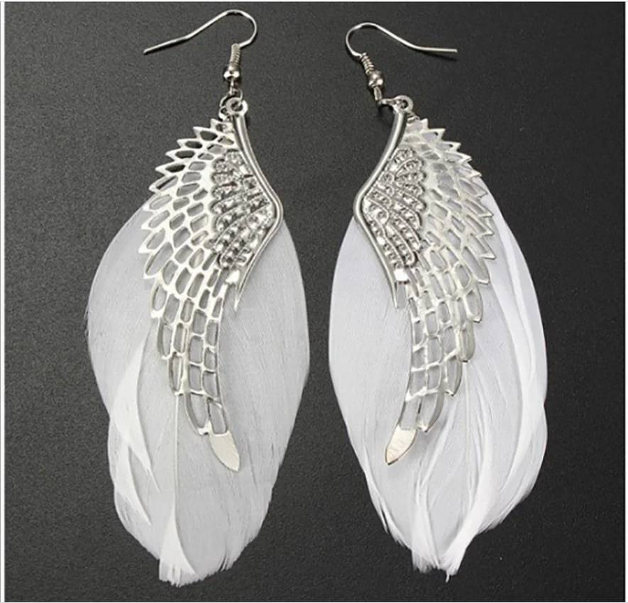 

European and American Fashion and Natural Women's Simple Angel Wings Feather Earrings Jewelry