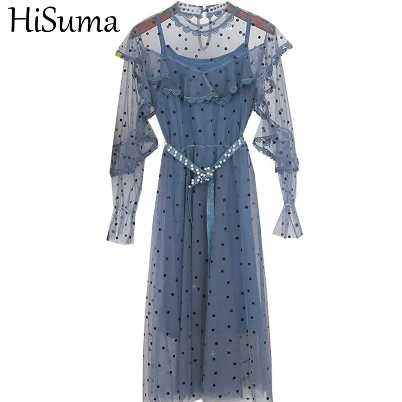 Женское Плиссированное Кружевное платье миди в горошек вечерние чатое вечернее