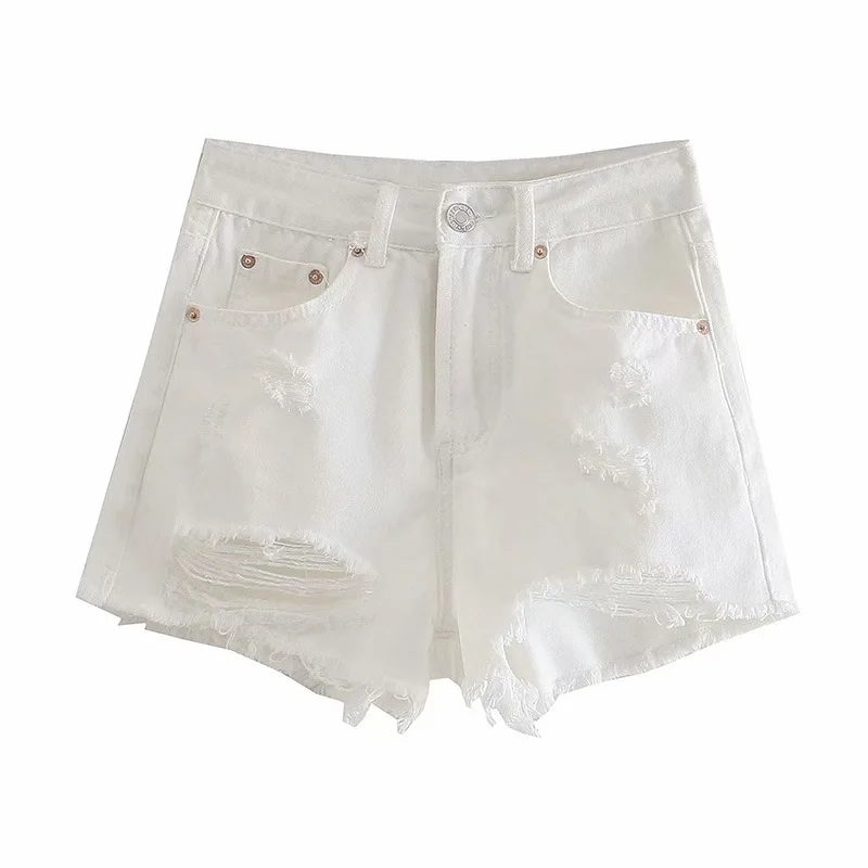 

Женские рваные джинсовые шорты Meriahzheng, повседневные тканевые шорты из денима 3 цветов, женские шорты, 2021