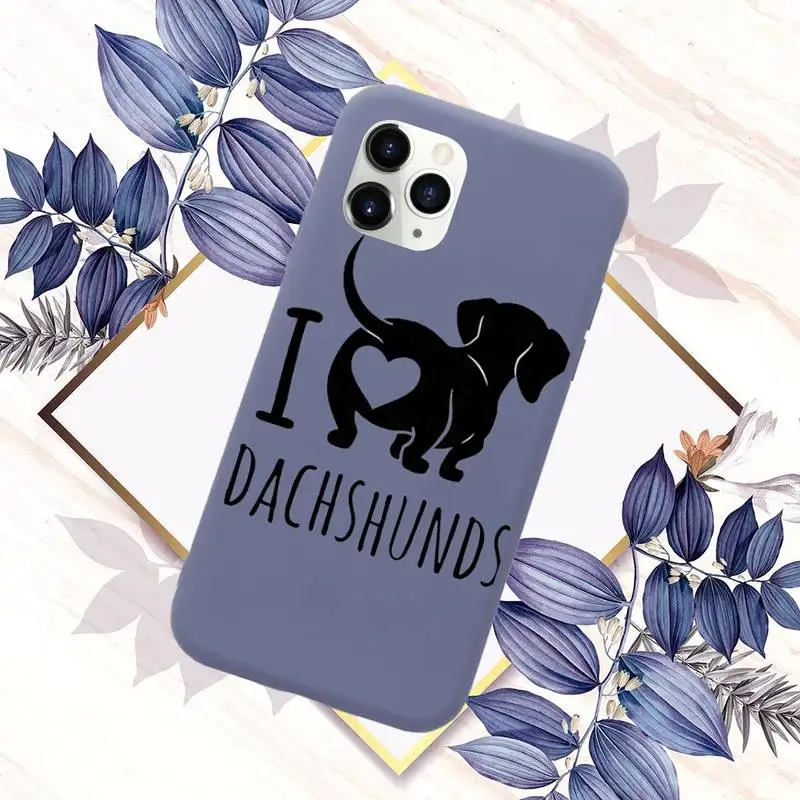 

cute Dachshund Silhouette Dog Phone Case Candy Color for iPhone 6 7 8 11 12 s mini pro X XS XR MAX Plus