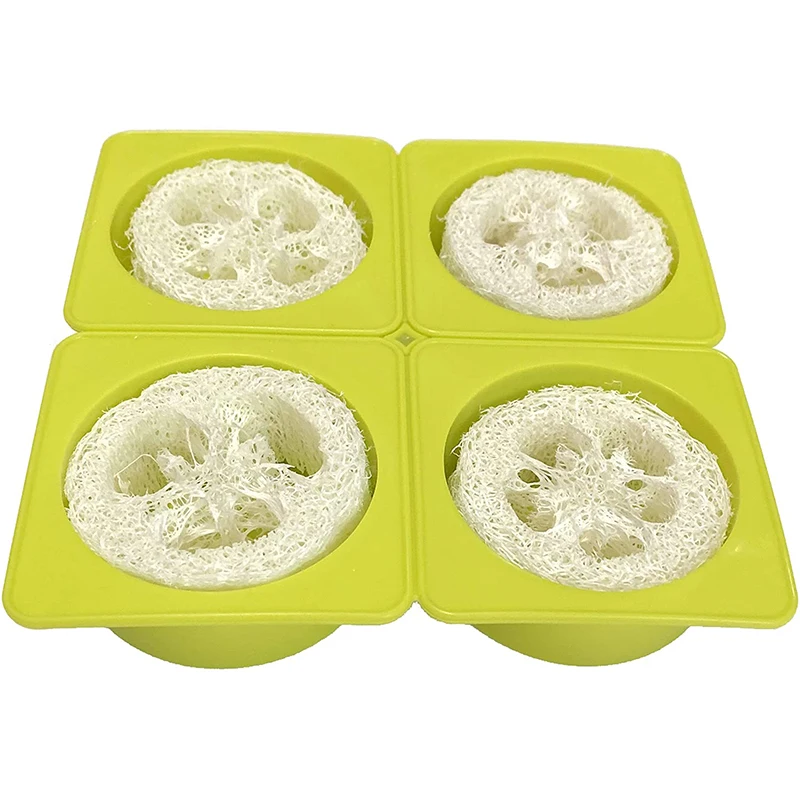 4Cavity Round Silicone Soap Mold Natural Loofah Soap Making Kit Mold Includes 4pcs Loofah Slices Cuts