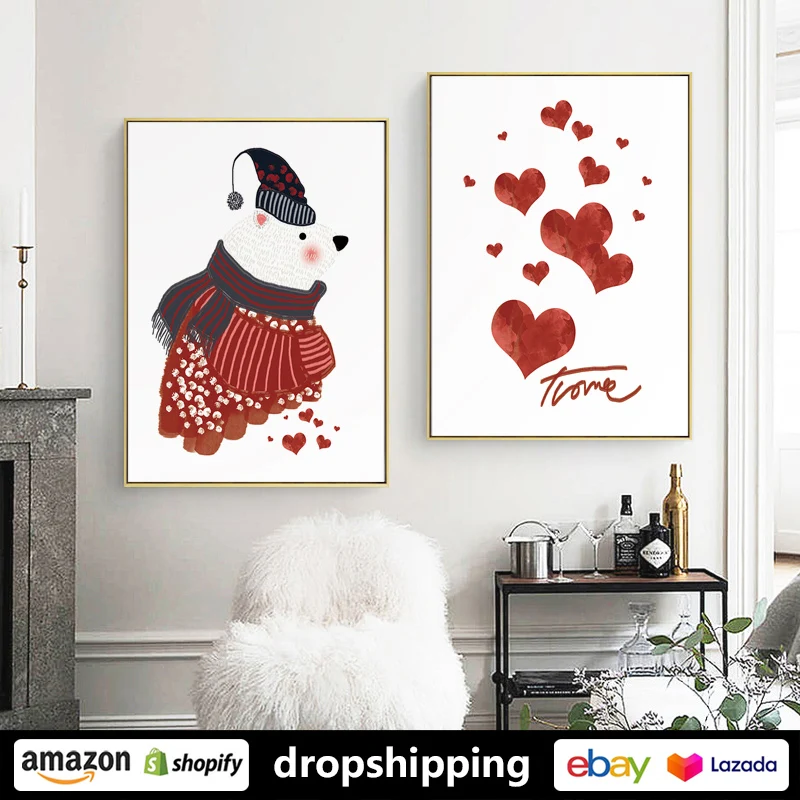 Художественная зона милый кот медведь животные современная живопись печать