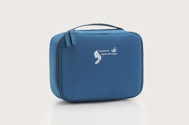 Dark Blue-Bag HMUNII портативная дорожная сумка для макияжа, водонепроницаемый ПВХ косметический комплект для органайзера для художников, набор кистей для макияжа и аксессуары для путешествий - Color: Dark Blue-Bag
