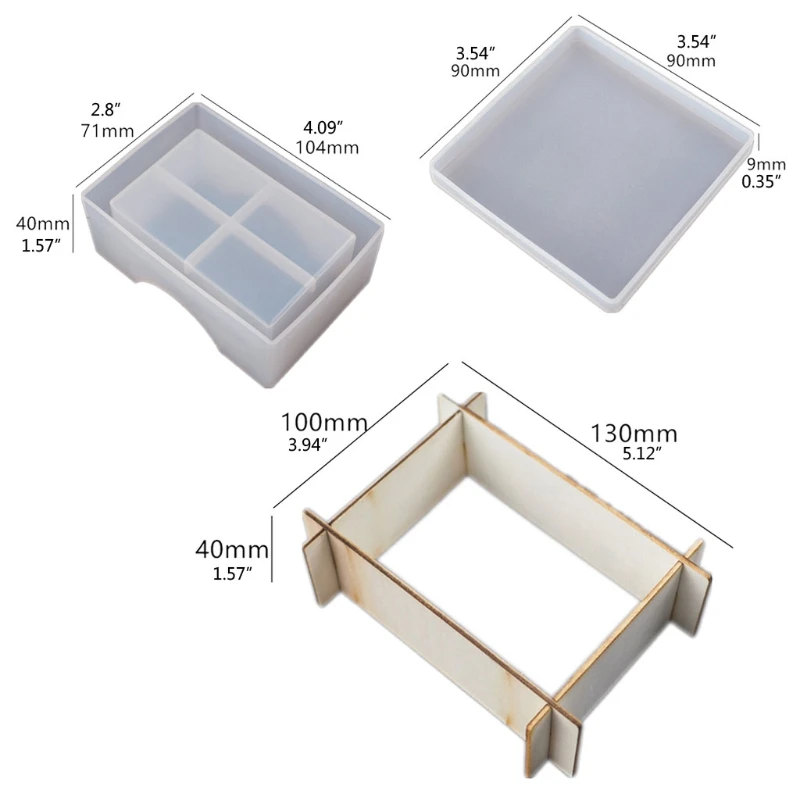 

69HB 6Pcs Handmade Silicone Square Coaster Molds for Tea Mat Resin Casting Epoxy Resin Coaster Molds Kit Resin Craft Tools