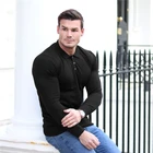 2020 мужская рубашка-поло, Мужская Повседневная дышащая хлопковая Однотонная футболка, Мужская Высококачественная поло с длинным рукавом, мужская одежда