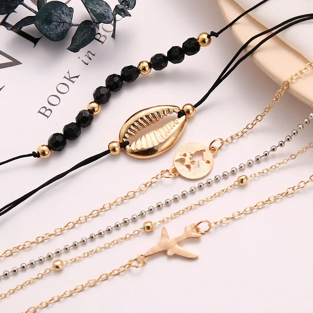 Boho Rose карта браслеты и браслеты для женщин богемный круглый бисерный очаровательный браслет набор модные Многослойные аксессуары Bijoux