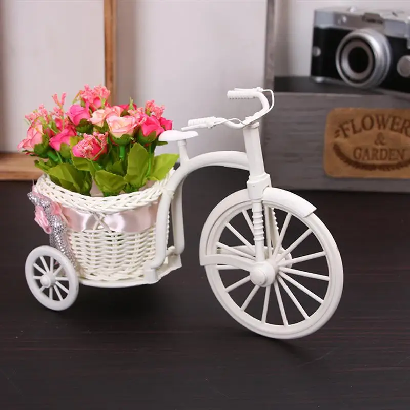 

2 Pieces Tricycle Shaped Flower Basket Wedding Party Ceremony Decoration Bike Flower Storage Container, Pink
