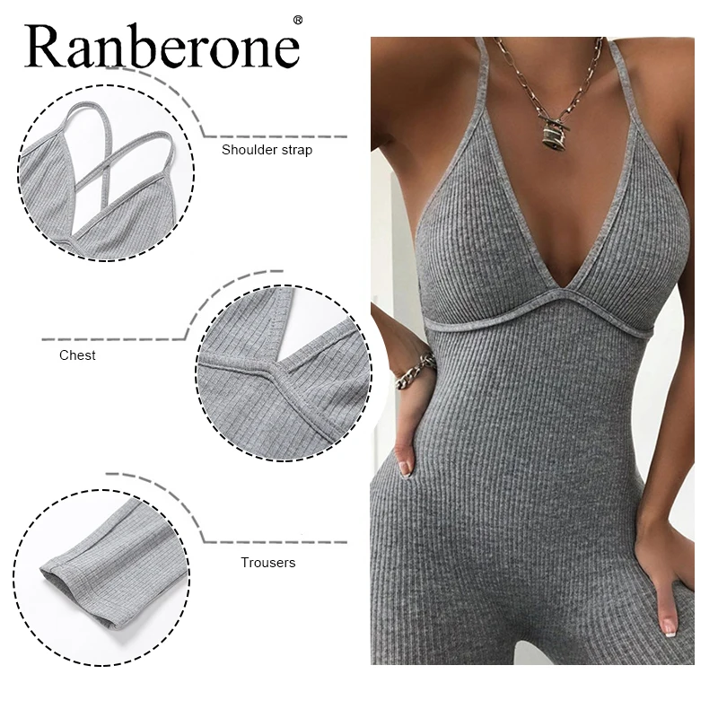 Женский сексуальный комбинезон Ranberone спортивный костюм для йоги без рукавов с