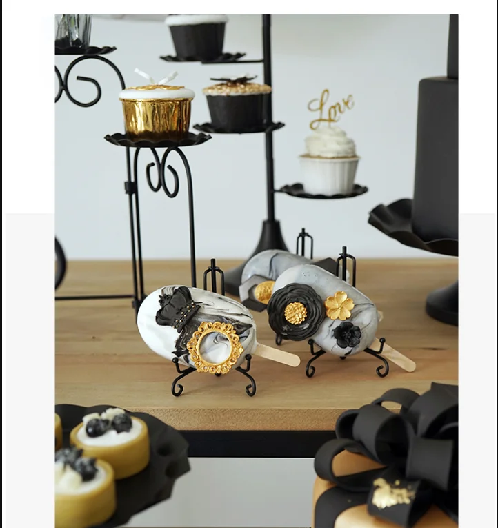 Прямой маркетинг Креативный Свадебный десертный стол украшения современный черный торт стенд кованого железа Свадебная церемония, Вечеринка Реквизит