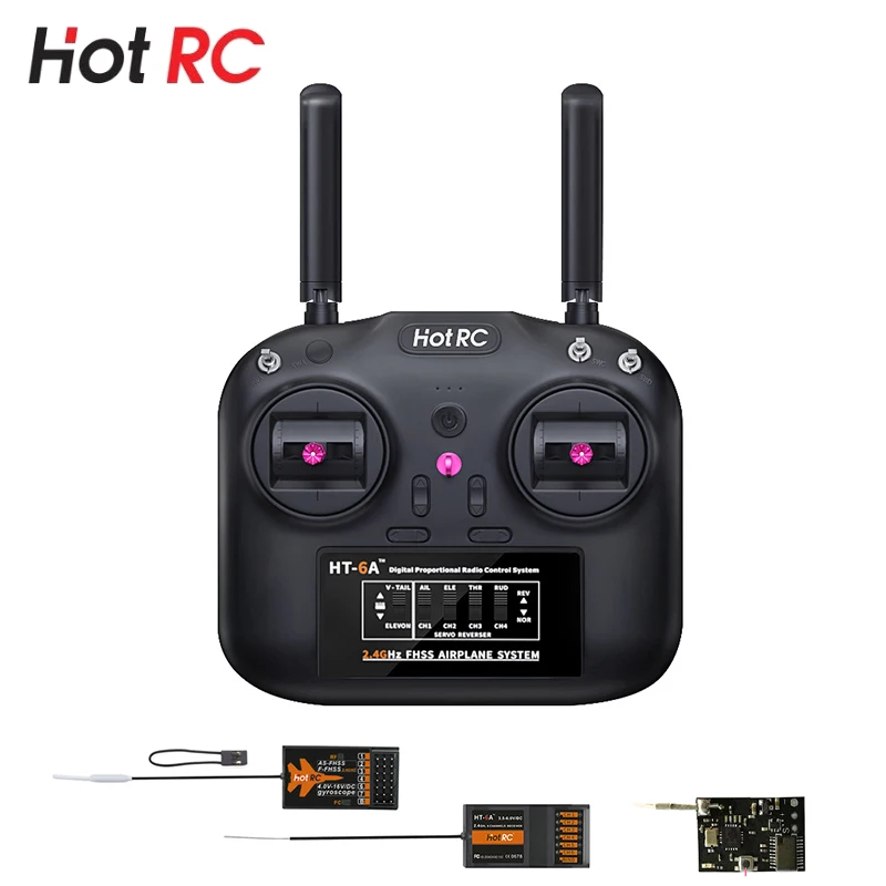 HotRC-mando a distancia HT-6A 2,4 GHz FHSS 800M, 6 canales, transmisor de Radio, ISM, distancia remota, SBUS, FC, receptor de HT-6A-0