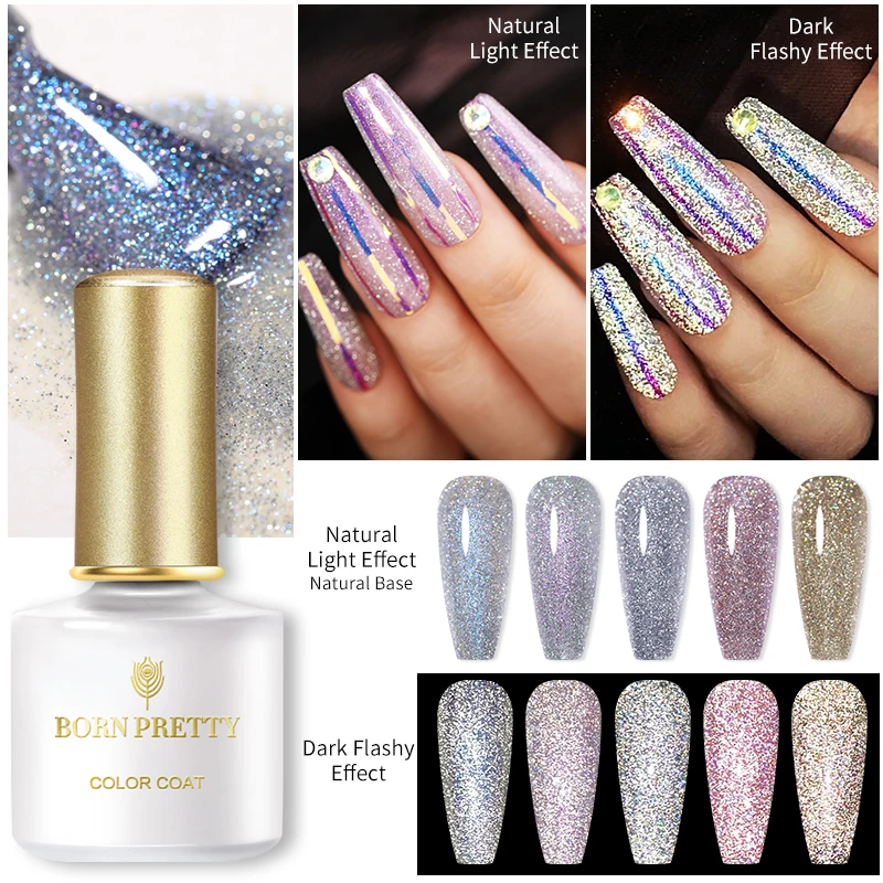 

BORN PRETTY Shiny Sparkling Gel Polish Reflective Glitter Nail Gel Polish Semi-permanent Varnish Top Coat Soak Off Hybird Nails