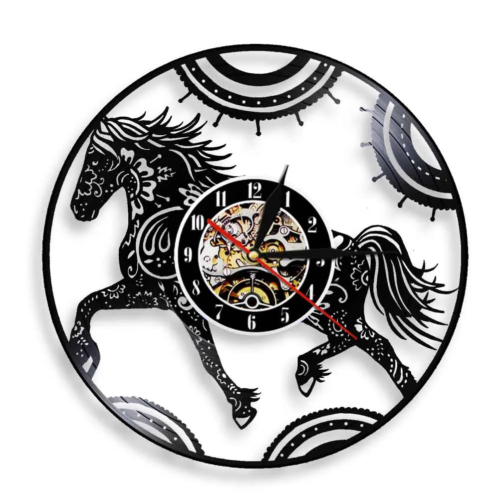 Настенные часы с цветочным принтом мандалой Horse Zentangle 3D настенные современный