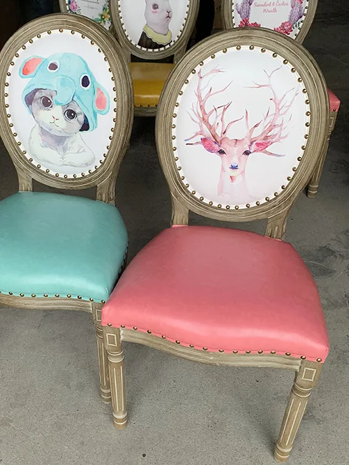 Обеденный стул из твердой древесины в европейском стиле ретро модный ресторан