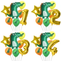 7pcsset green dinosaur balloon 32inch gold number foil balloon cartoon animal dino globos birthday party decoration supplies