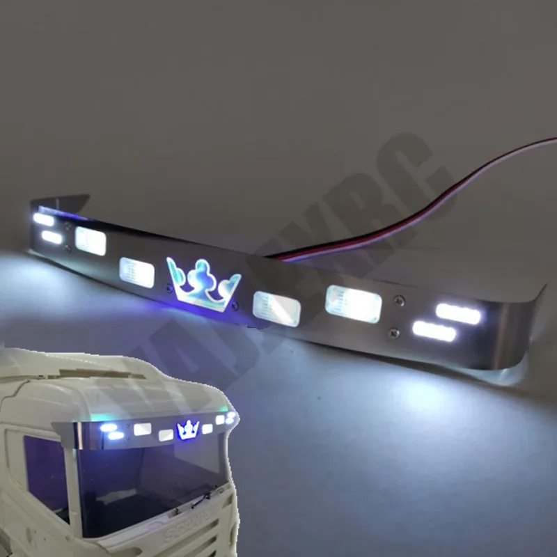 

Crown Design Stainless Steel Sun Visor Light Kit Blue and White Bicolor Led for Tamiya 1/14 Remote Control Scania R470 R620
