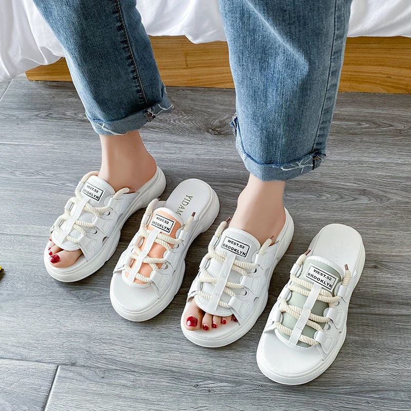 

Flat Shoes Female House Slippers Platform Sneaker Women Home Med Slides Fashion Pantofle Soft Luxury 2021 Rome Scandals Rubber C