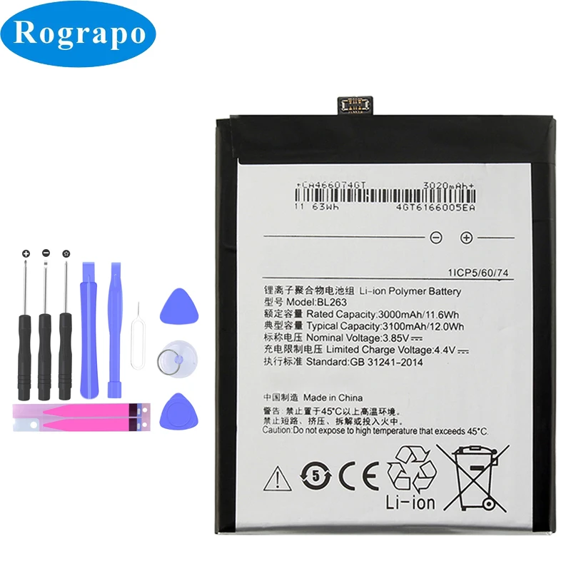 

New 3100mAh BL263 Replacement Battery For Lenovo ZUK Z2 Pro Z2Pro Z2121 Z2132 BL 263 Mobile Phone