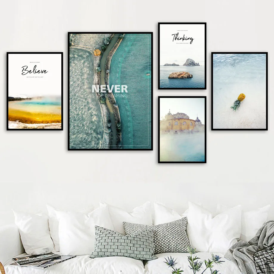 

Canvas Nordic Pictures Home Decoration Magnificent Building Scenic Waves Wall Art Paintings Prints Holiday Hotel Poster Modular