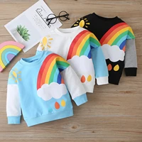 cotton new baby girl clothes rainbow clouds sun print patchwork long sleeve sweater tops fall winter kids baby boy clothes 1 6y
