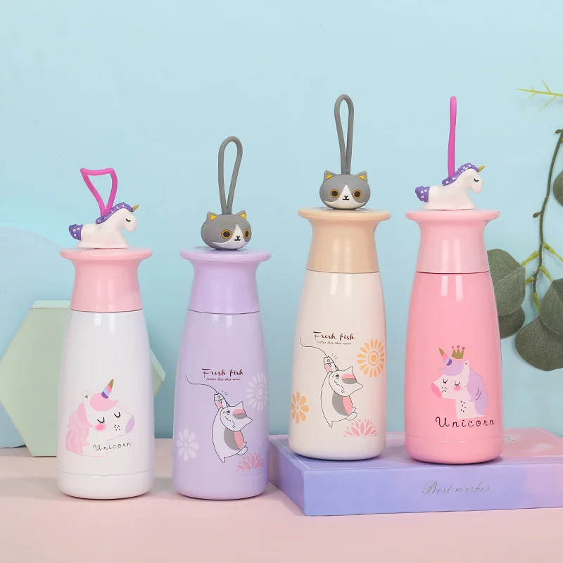 

Korean Style Hot Water Bottle Unicorn Vacuum Cup Portable Handy 304 Stainless Steel Cute Warmly Thermos Cute Water Bottle