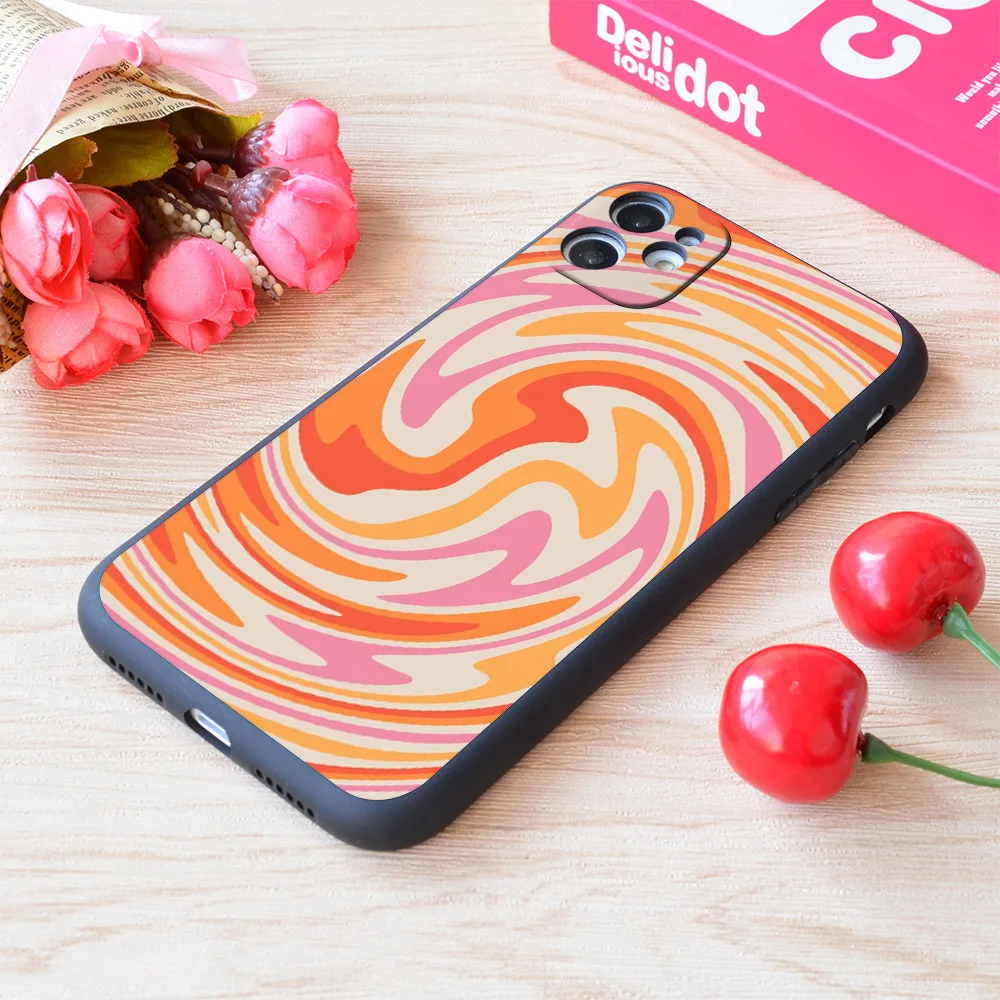 

For iPhone 70S Retro Swirl Color Abstract Print Soft Matt Apple Case
