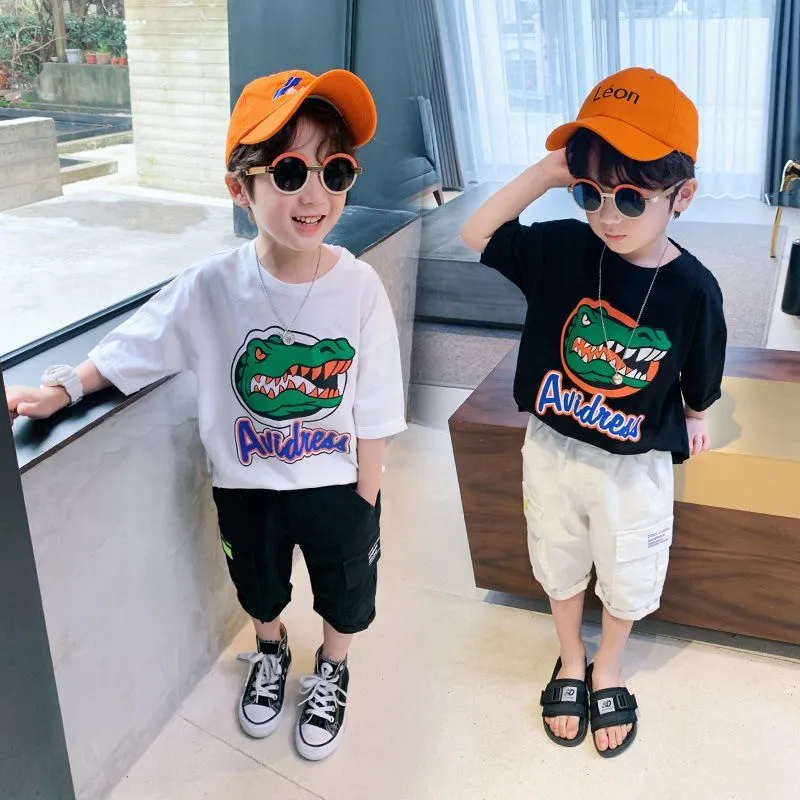 

Boys Clothes Summer Baby Boy Cotton Fashion Printed Tshirt New Dinosaur Short Sleeve Tops Children Clothing Tees