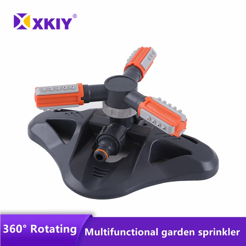 

360 Degree Rotation Functional Garden Sprinkler Plastic Three-prong sprinkler Automatic Rotating Sprinkler with water