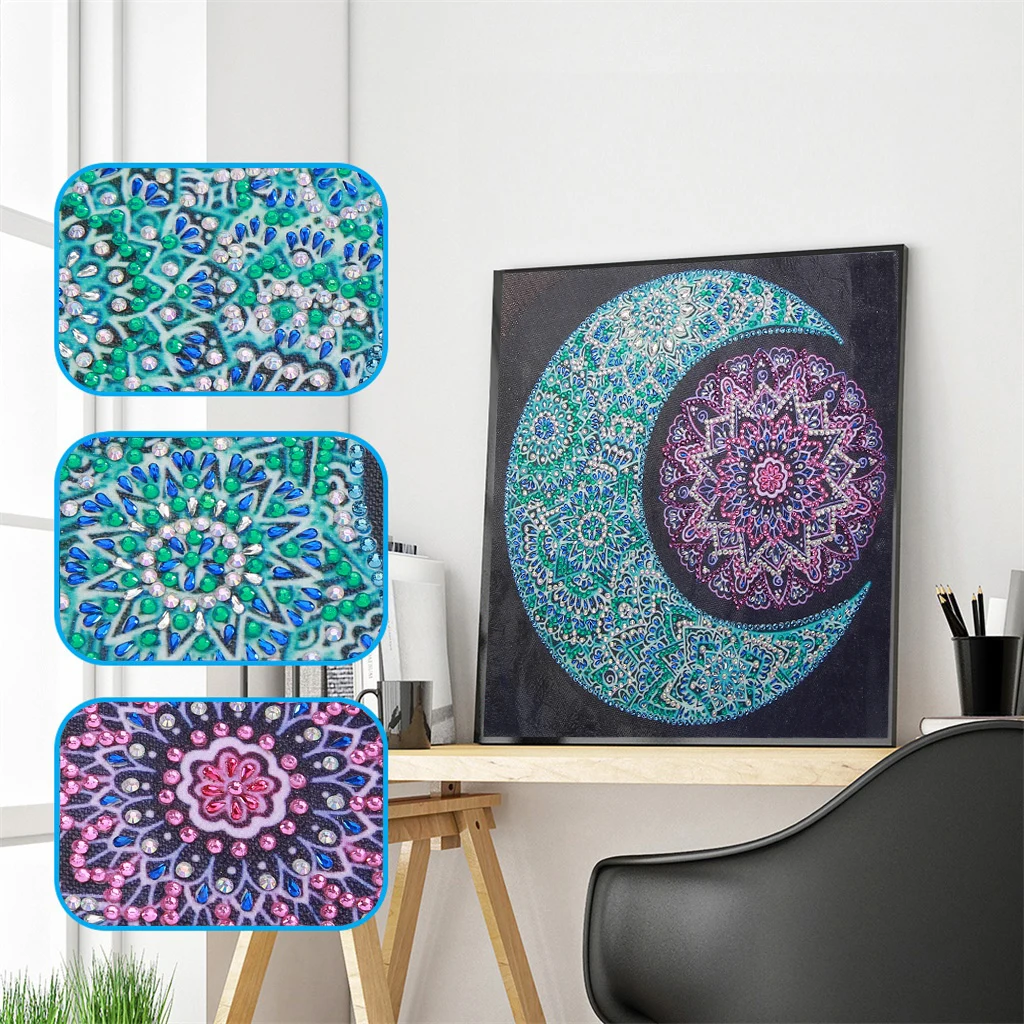 

Special Shaped Diamond Painting Moon Mandala 5D DIY Diamond Embroidery Art Kits Home Decor Rhinestone Cross Stitch Decoration