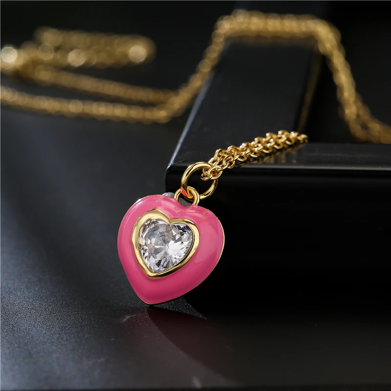 Новинка 2021 модное ожерелье с кулоном в виде милого сердца для женщин красочным