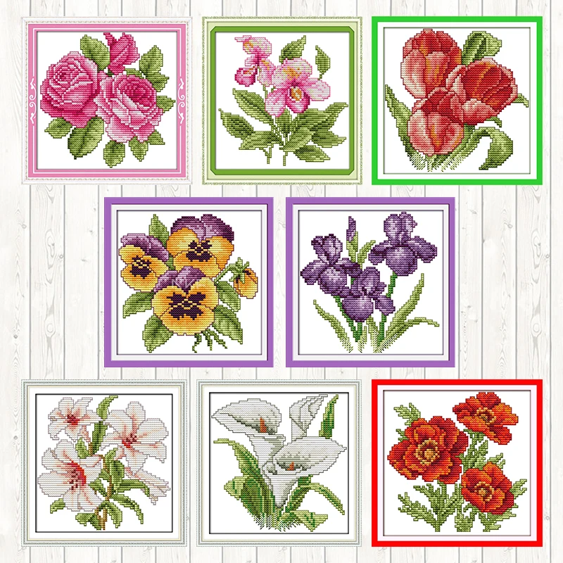 Joy Sunday Cross Stitch Mini Patterns Flowers Series 14CT 11CT DIY Handwork Embroidery Kit DMC Needlework Set Crafts Wholesale | Дом и сад