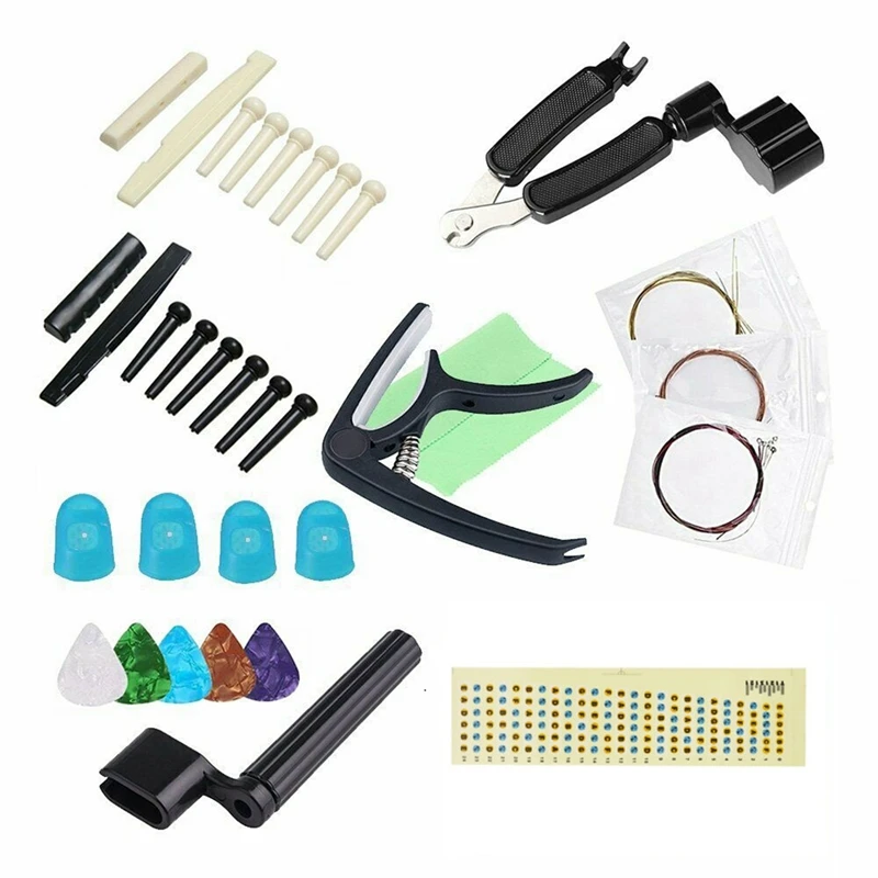 

New Guitar Accessories Include String Nails Guitar Pick Finger Sets String Pillows String Changer Capo Stickers Piano Cloth