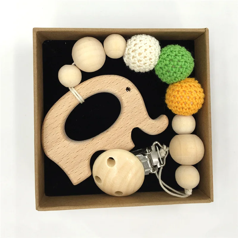 Детский деревянный Прорезыватель для зубов экологически чистый зажим соски