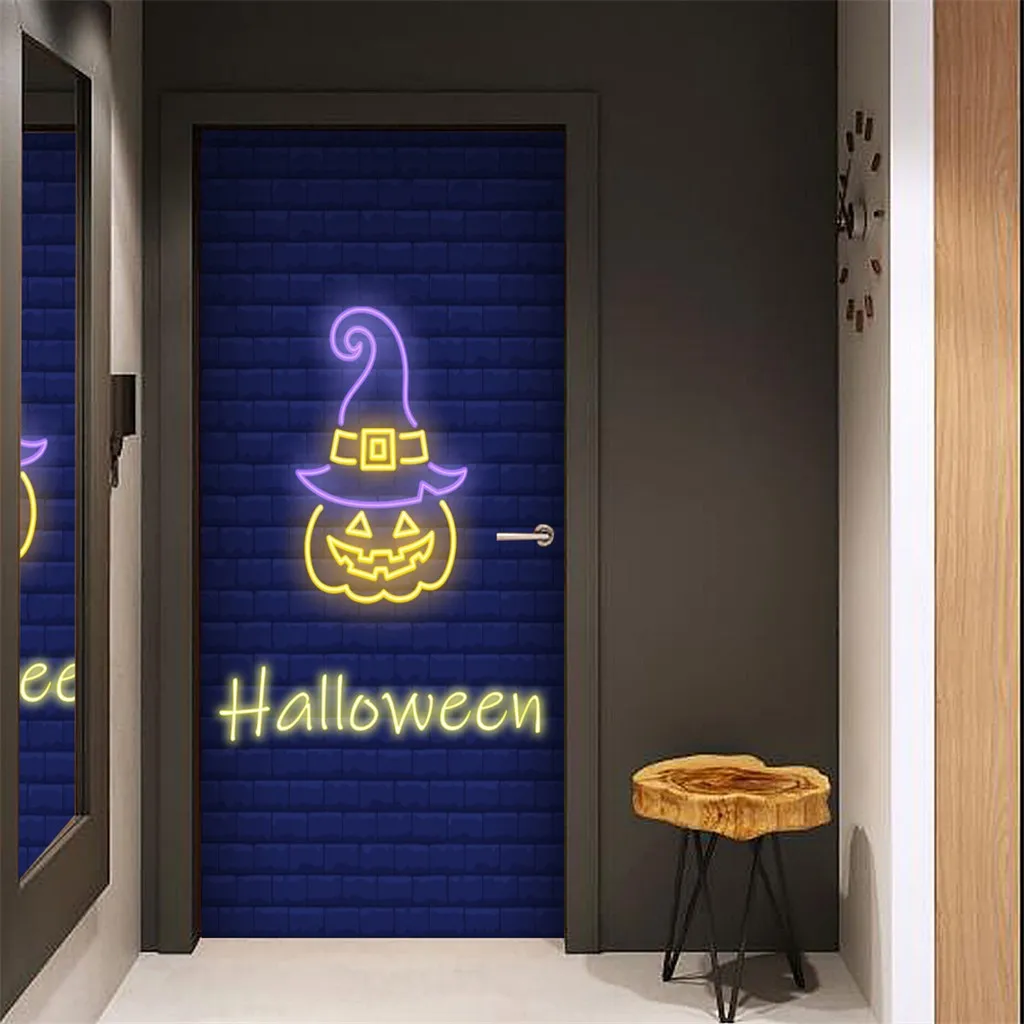 Наклейка на дверь Хэллоуин 2 шт. с рисунком тыквы фотография фотоплитка для