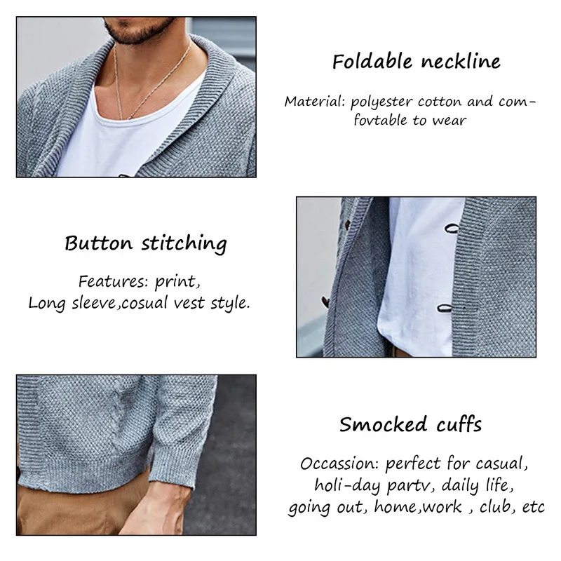 

2021 Fall Men's Sweater Fashion Pure Color Sweater Casual V-neck Knitted Long Sleeve Men's Sweater Jacket Korean Clothing