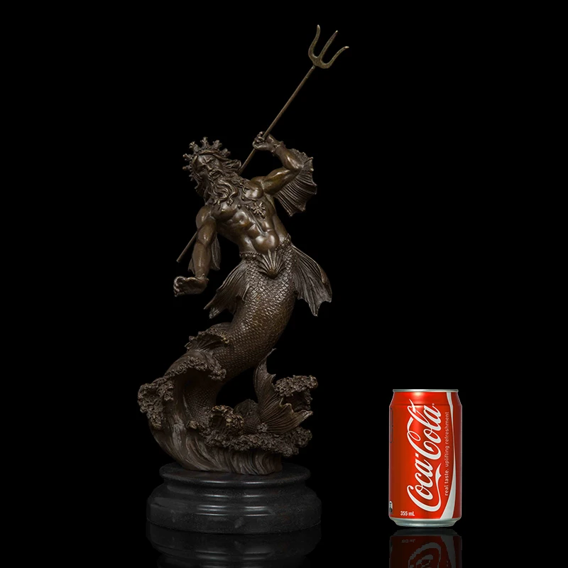 

[Retro] Decoration Crafts Bronze Art Decor Small Size Poseidon Statue for Wholesale Sculpture Ornament