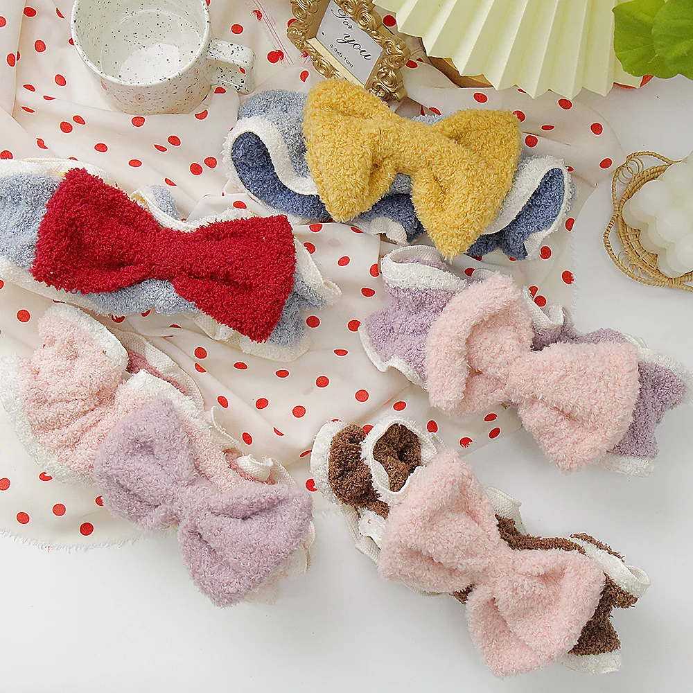 

2021 New Headband For Women Wash Face Bow makeup Hairbands Girls Elastic Holder Hair Strap Bands Ears Turban Hair Accessories