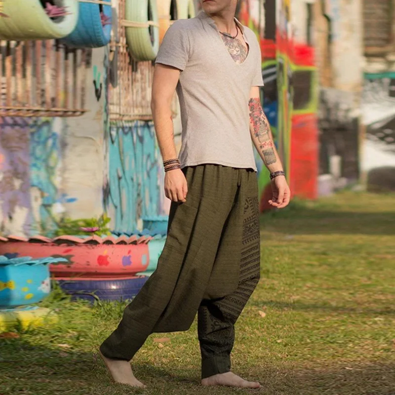 2019 Винтаж Для мужчин Штаны с заниженным шаговым швом хип принт тренировочные