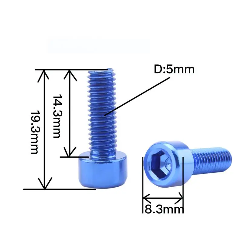 1 Pair Bike Water Bottle Cage Bolts M5 Aluminium Alloy Hex Socket Tapping Screws Blue | Спорт и развлечения