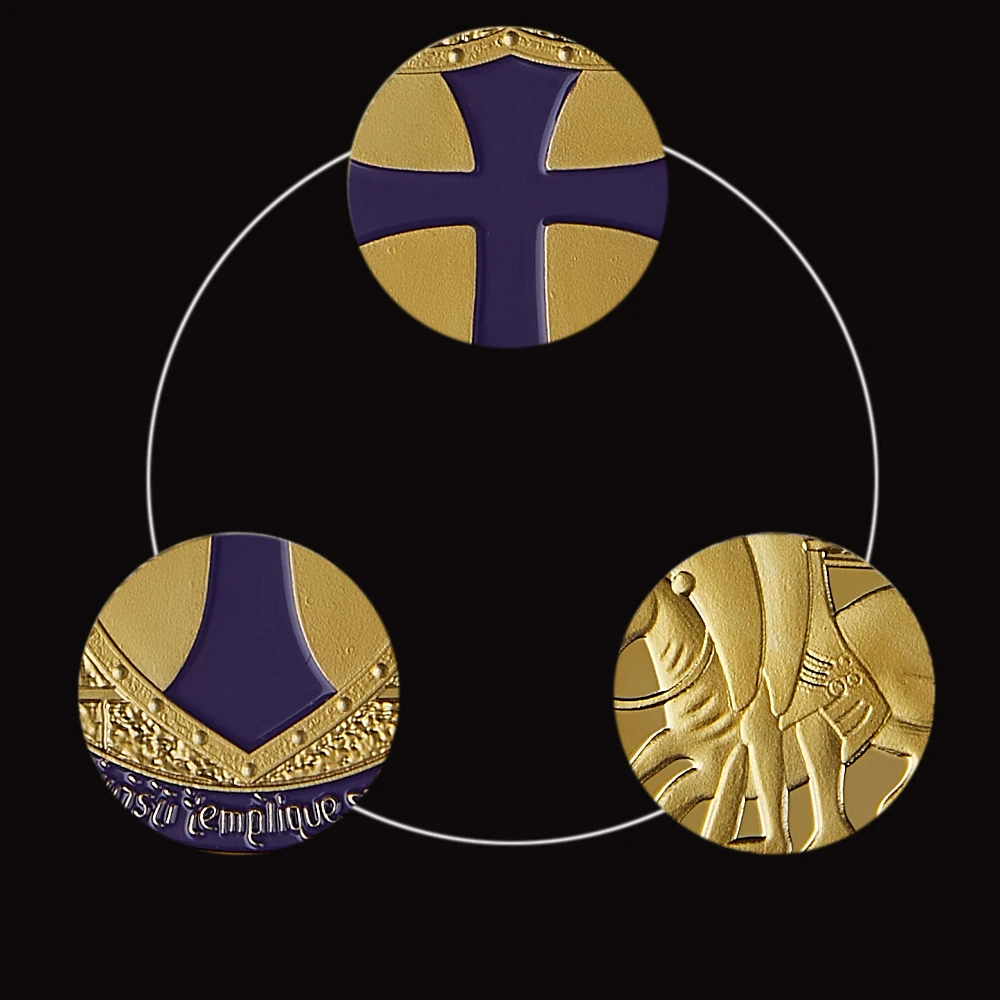 

Purple Holy Cross Crusader Souvenir Gold Mason Knights Templar Masonic Plated Metal Commemorative Coin