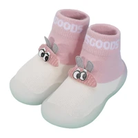 toddler baby knitted non skid slipper socks kawaii cartoon rabbit ears waterproof rubber bottom winter warm first walker shoes